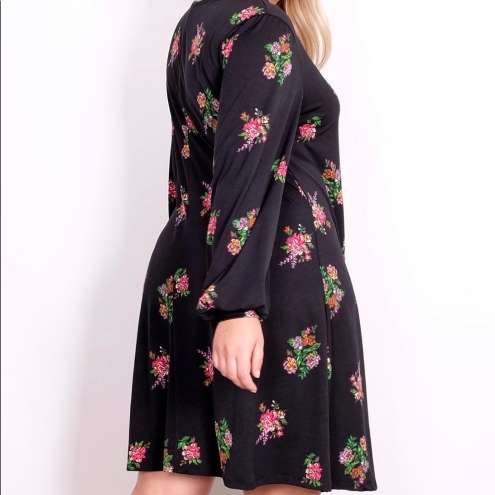 Black Floral Print Dress